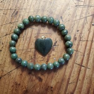 💝Jade Jewelry Set Heart Pendant and Braclet